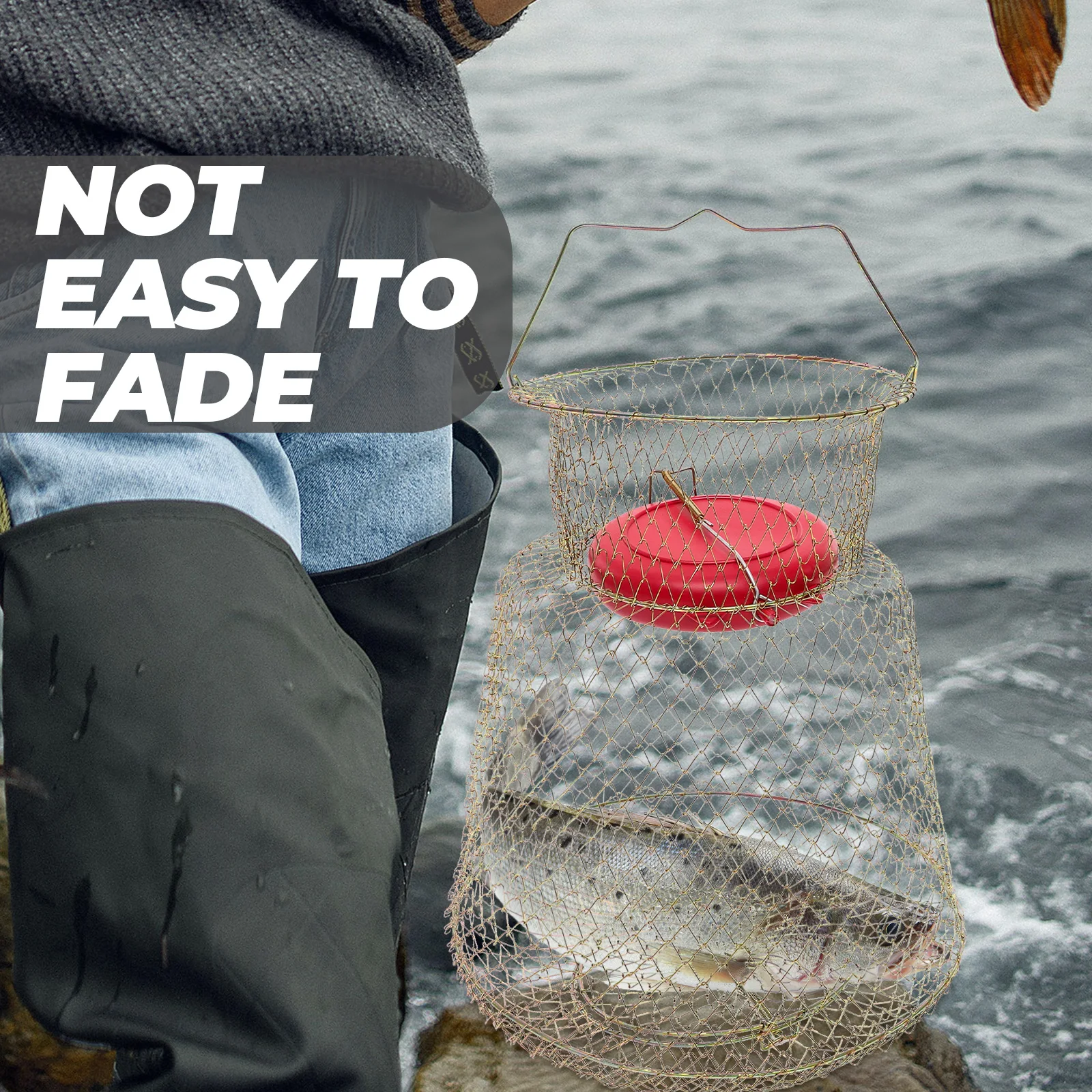 

Fishing Basket Iron Mesh Cage for Fish Catching Floating Bowl Compact Lightweight Durable Professional Fishing Supplies Net