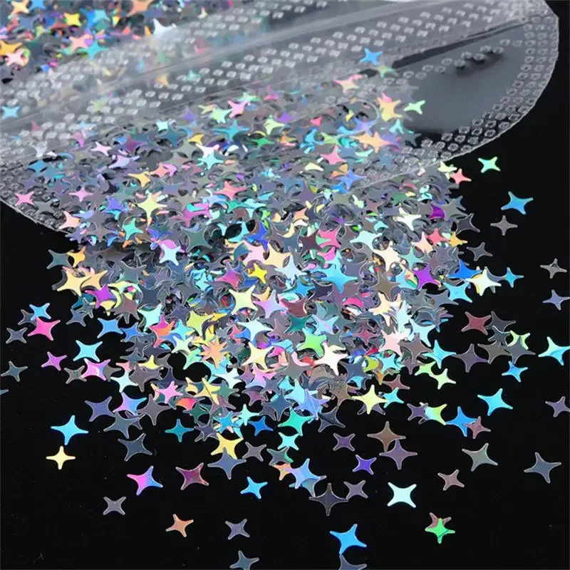 1/2/3 Uds. Lentejuelas de estrella cruzada láser brillo de uñas lentejuelas brillo ultrafino Paillette 3D Material de manicura para decoración de uñas