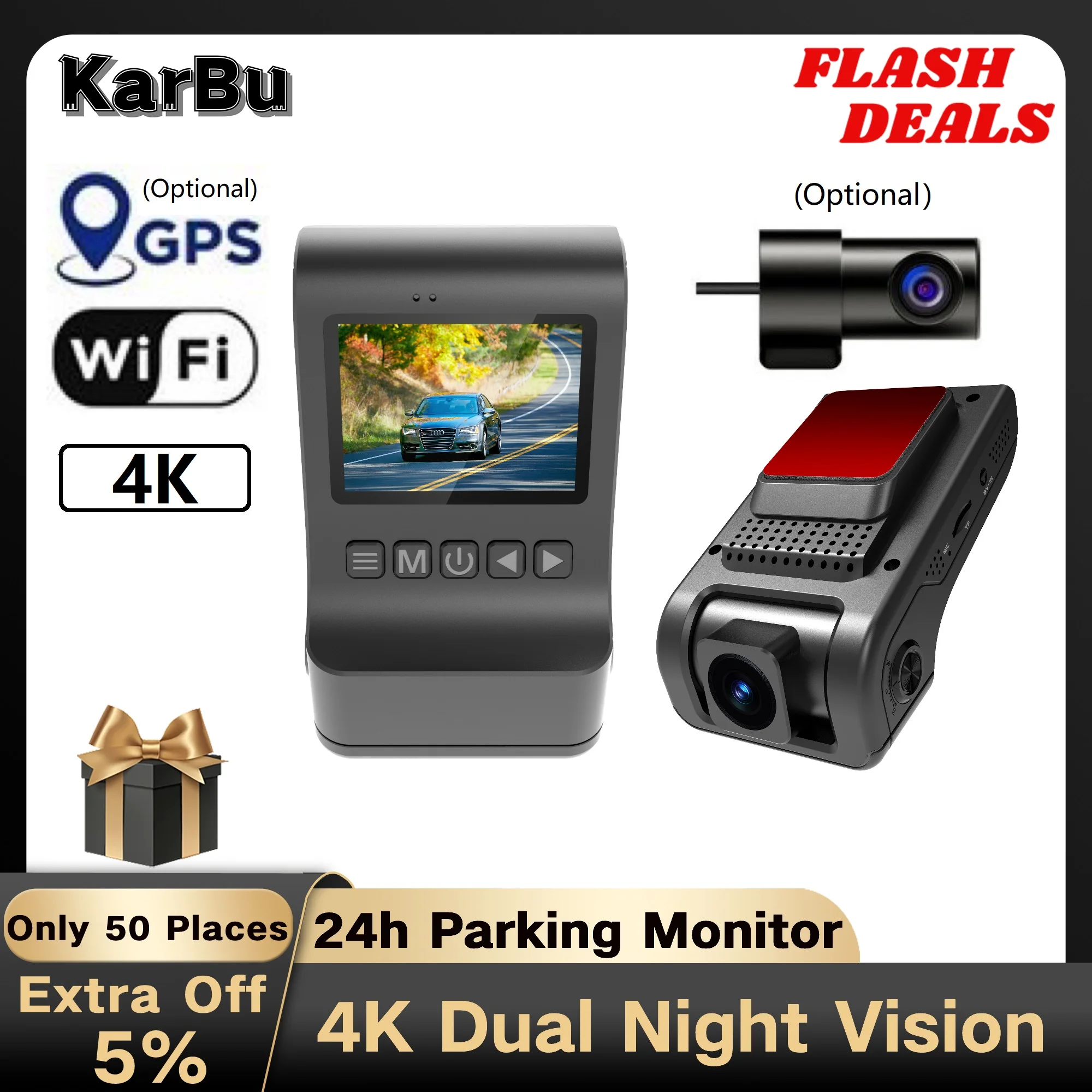 

Dash Cam for Car Camera Dashcam 4K GPS WIFI 24h Parking Monitor Dvr Para Coche Front and Rear Dual Dvrs Mini Video Registrator