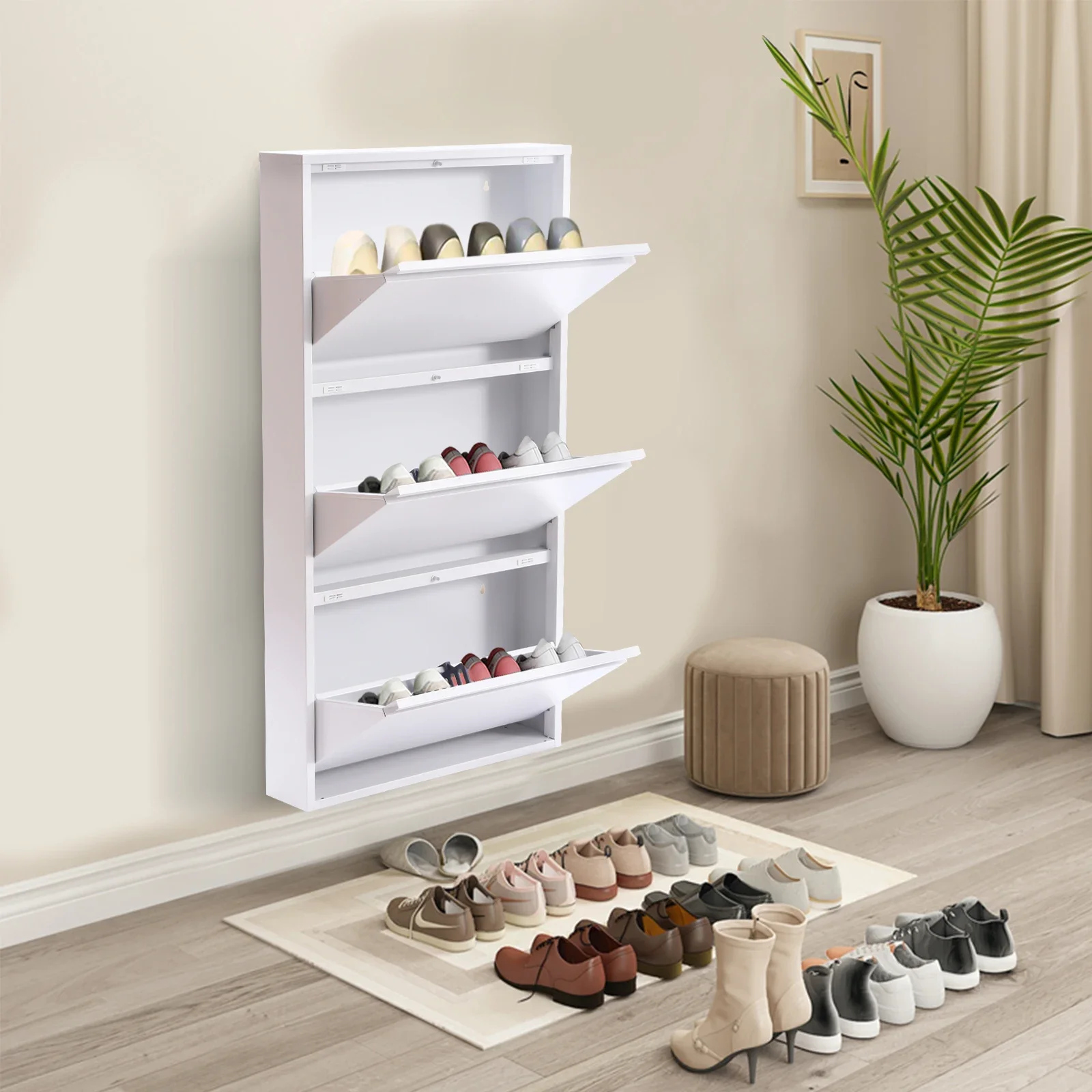

Contemporary Slim Shoe Drawers Shoe Cabinet For Entryway Entrance Hallway Foyer