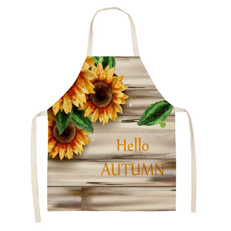 Sunflower Pattern Printed Cotton Linen Aprons Home Cleaning Cooking Kitchen Apron Cook Wear Adult Bibs Pinafore accessories