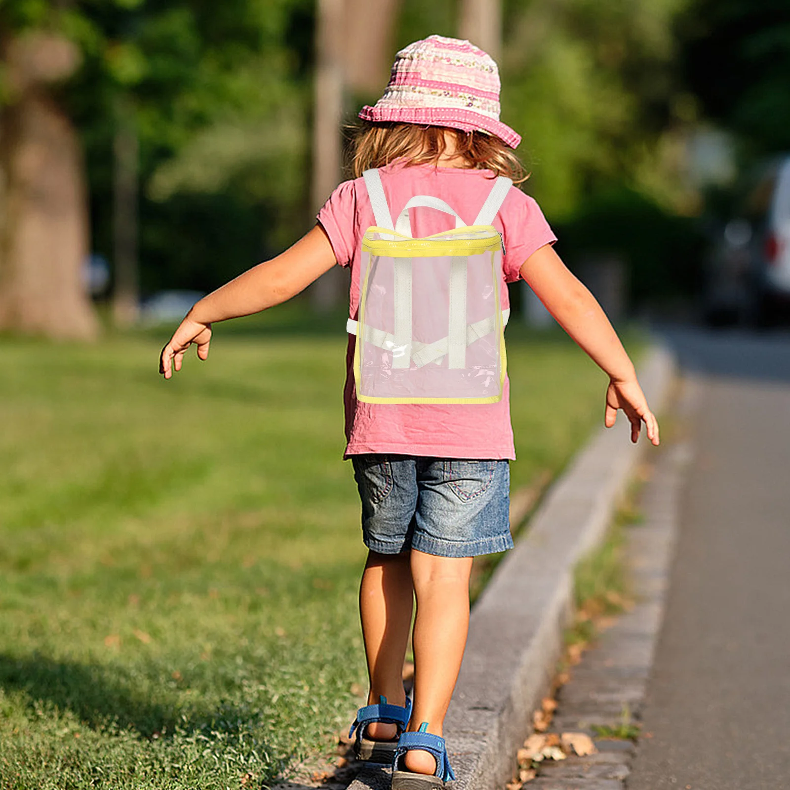 Sac à dos Transparent pour enfants, sac d'école Transparent en PVC imperméable pour enfants, léger, grande capacité, crayon d'activité de voyage en plein air