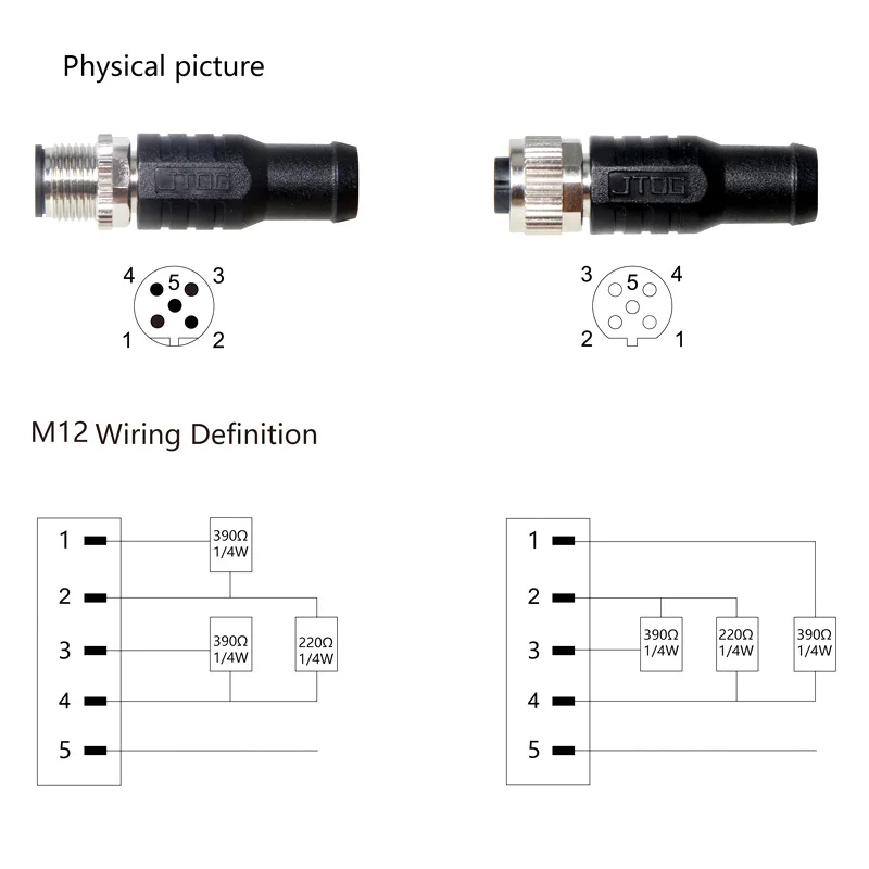 M8 M12 Terminal Resistor Connector M8 3/4/5/6/8Pin Resistor Connector 110Ω 120Ω 220Ω M12 Male Female Terminating Resistor Plug