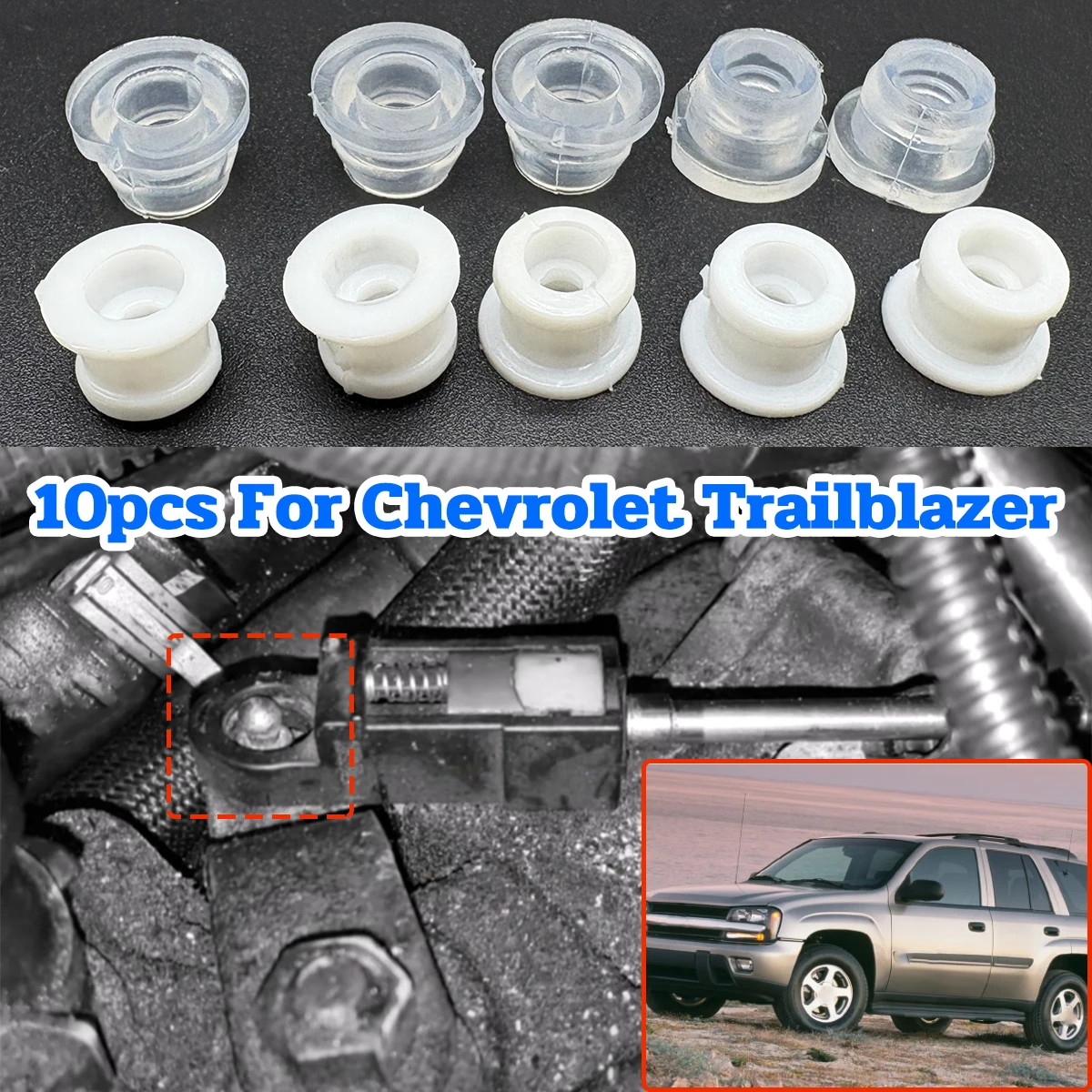 

For Chevrolet Trailblazer 2002-2009 10pc Shift Cable Linkage Bushing Gear End Rod Transit Connector Sleeve Grommet Manual Parts
