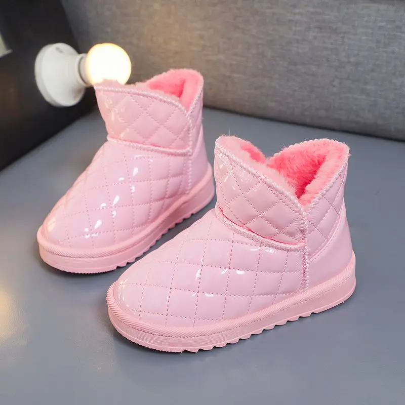 

Детские зимние зимние сапоги, водонепроницаемые противоскользящие короткие сапоги с термоизоляцией на флисовой подкладке для девочек