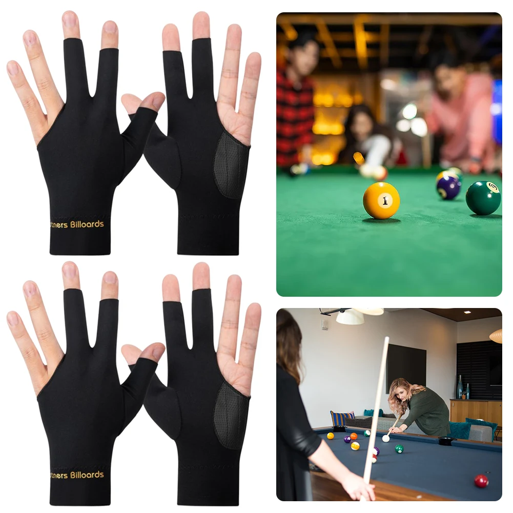 

1-5 шт. левые/правые перчатки с открытыми пальцами, перчатки для снукера с 3 пальцами, дышащие тренировочные перчатки для бильярда, спортивные аксессуары для бильярда