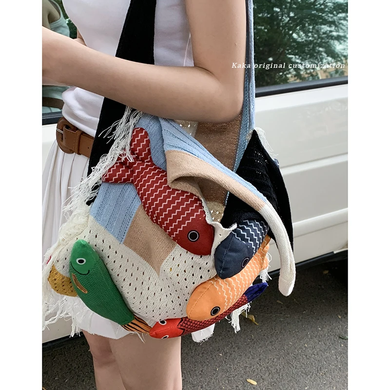 

Niche Design Tassel Bag Women's 2025 New Woven Cute Commuting Tote Shoulder Bags