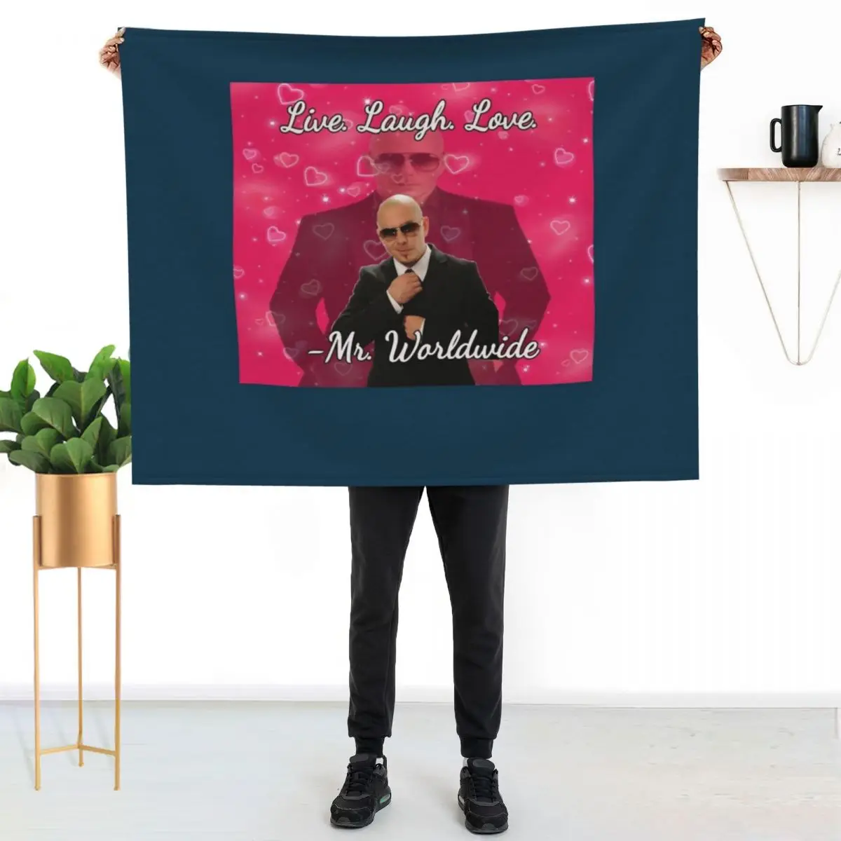 Mr worldwide says to live laugh love Throw Blanket Sofa Quilt Stuffeds Hairys Plush Polar Designers Blankets