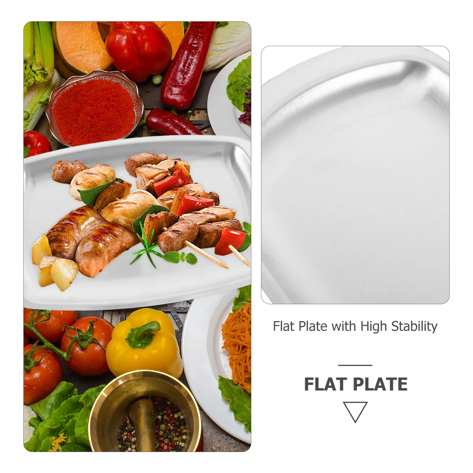 

Korean Bbq Plate Stainless Steel Serving Dish Hammered Texture Kitchen Tableware For Pasta Salad Snack Dessert Sizzling