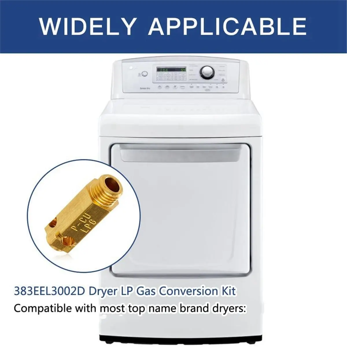 Kit de conversión de secadora LP SSR 383EEL3002D de 3 piezas para modelos [modelos a especificar], latón puro, reemplaza múltiples números de pieza