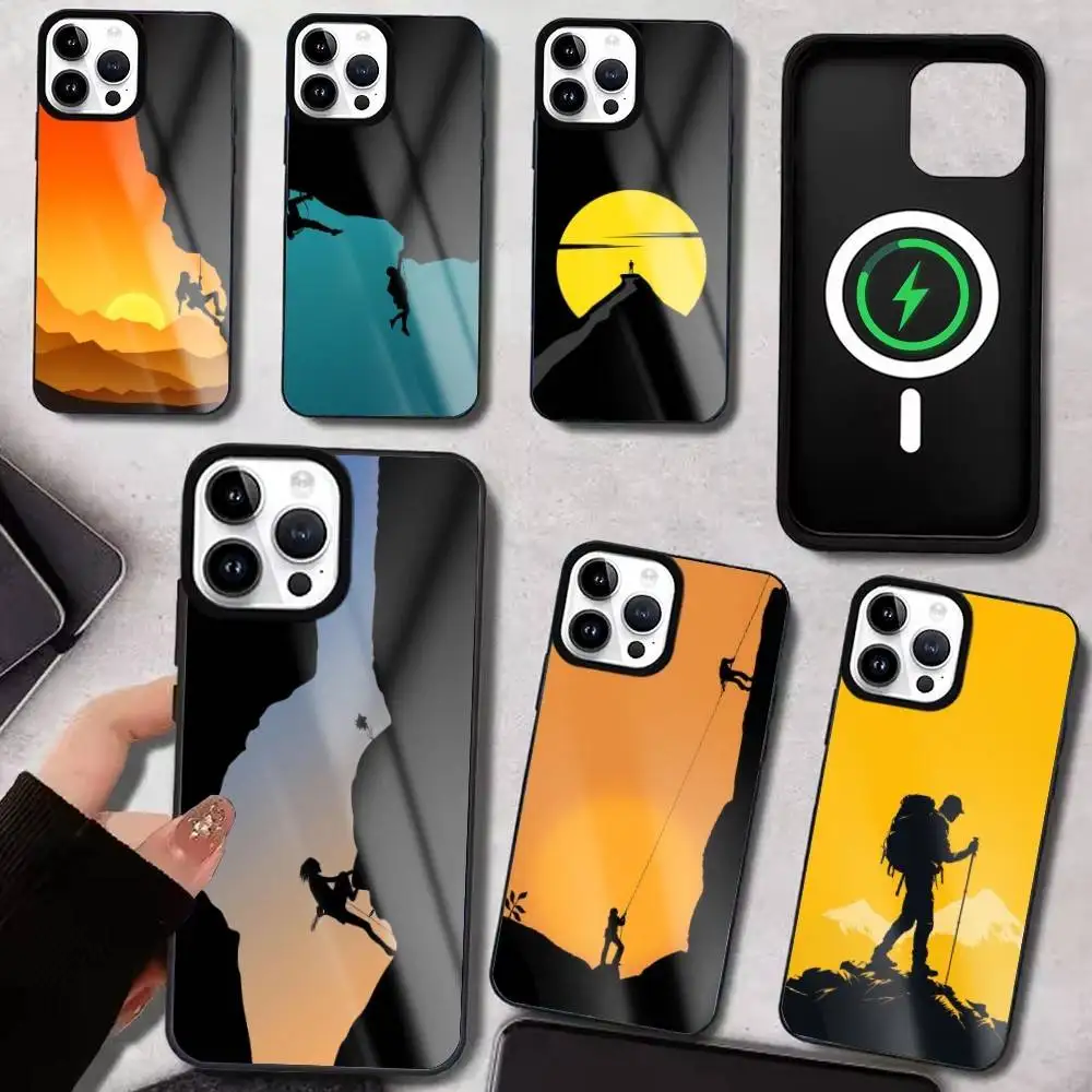 Custodia per telefono C-Climbing per IPhone17 16 15 14 13 12 11 Plus Pro Max Plus Custodia per caricabatterie wireless Funda