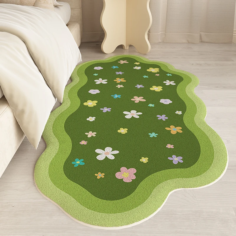 Bedroom Green Moss Carpet Bedside 2024 New Special Shaped Purple Thickened Carpets Irregular Soft Plush Non Slip High End Rug