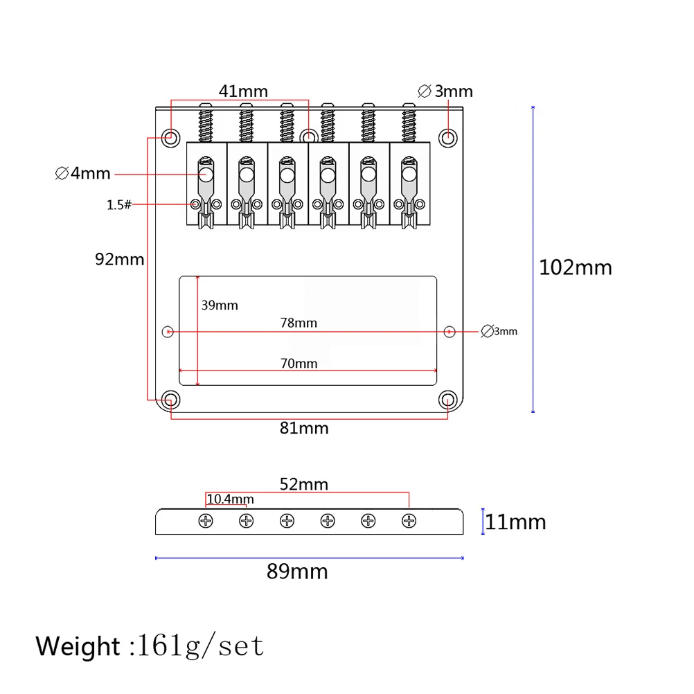

Double Pickup Kongqin Bridge Pickups Parts Black Guitar Electric Replacement Accessories for TL Saddle
