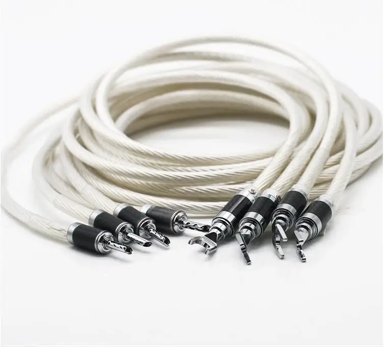 

Hi-End 5NOCC Silver Plated HIFI SPeaker cable banana to spade plug Speaker Wire for Audiophiles and HiFi Systems