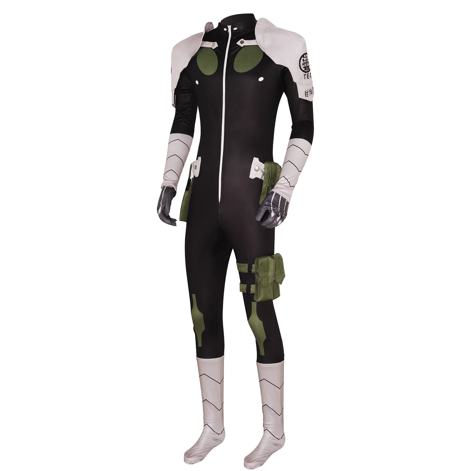 

Anime cosplay costumes, jumpsuit, gloves, socks, white, black hair, Defense Force captain costume, Halloween