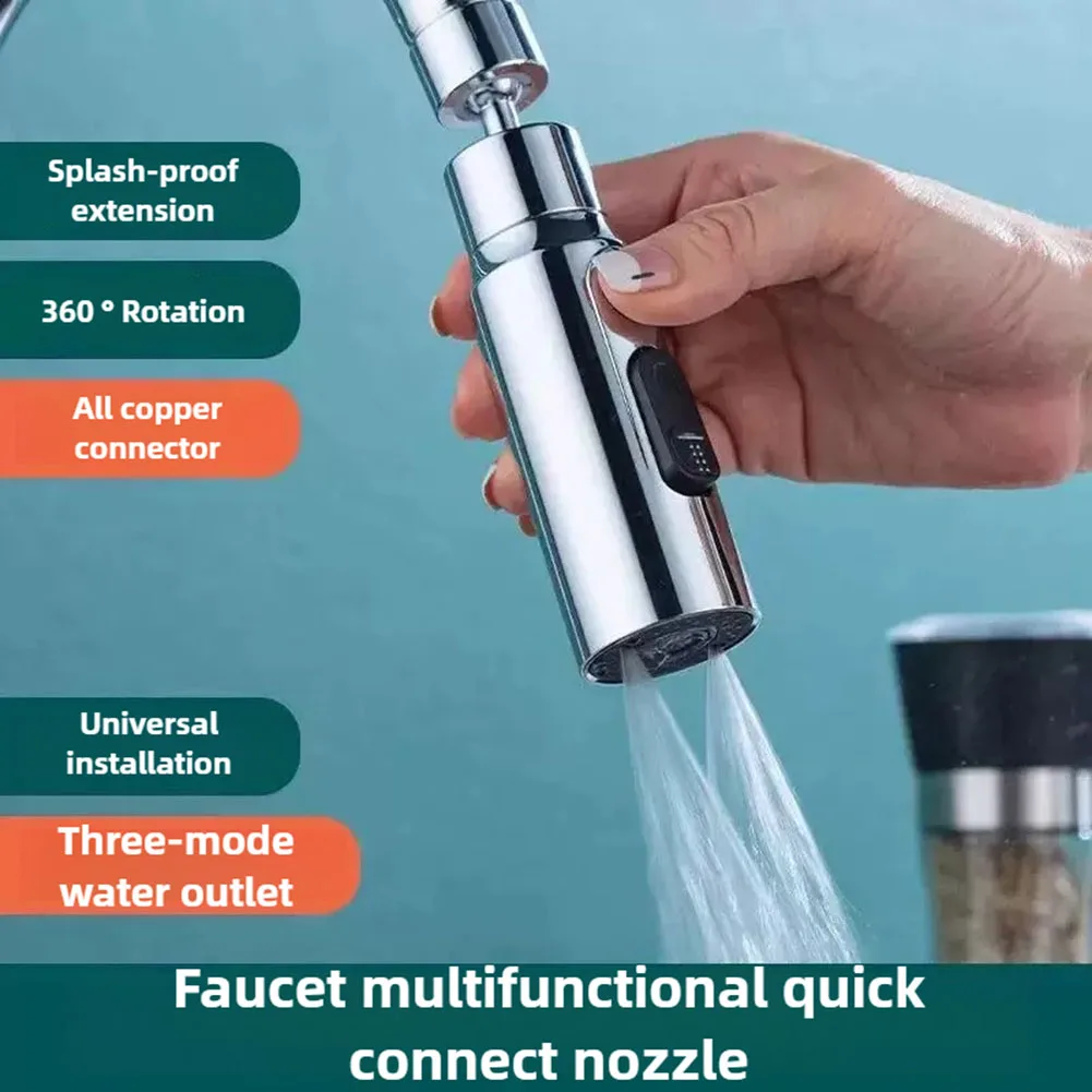 1pcs Adjustable Spray Head Kitchen Tap-Faucet Extender 360degree Rotatable Faucet Tap-Spray Head Compatible With Standard Taps-
