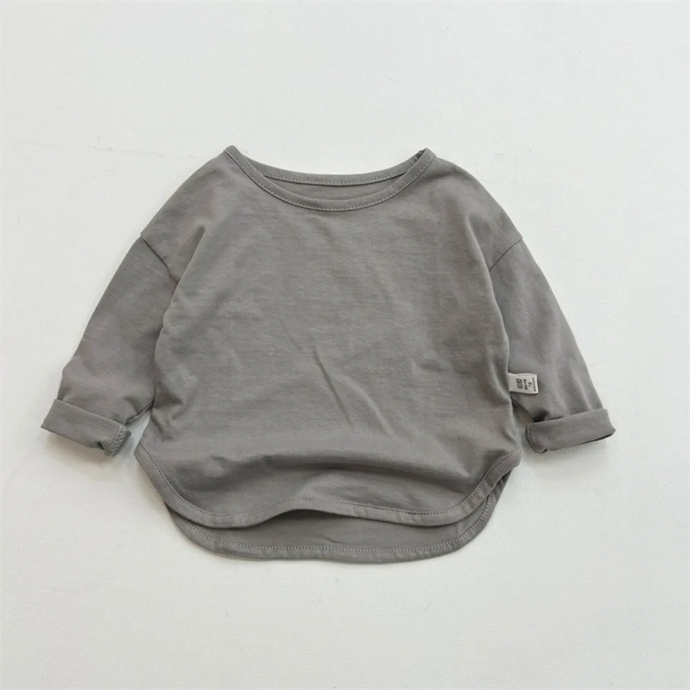 soft Pure Cotton Children's Clothing solid color O-neck Spring Long Sleeve utumn Bottoming Shirts kids