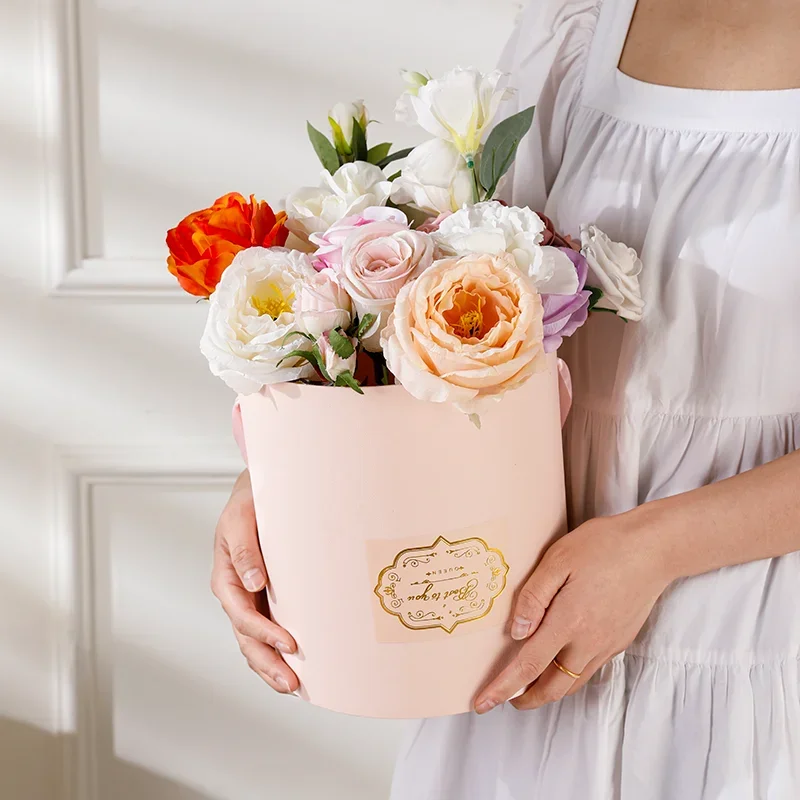 Flower Box Packing Floral Round Wedding Candy Gifts Hat Boxes Hug Bucket Waterproof Storage Bag Party Valentine's Day Decor