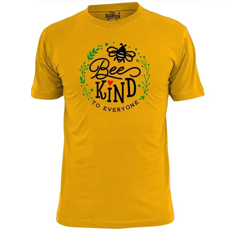 Herren-T-Shirt „Be Kind To Everyone“ mit Blumen, Garten, Pflanzen, Bienen, Honig, Umwelt