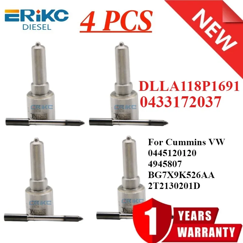 

4 шт. DLLA118P1691 форсунка дизельного топлива 0433172037 форсунка для Cummins VW 0445120120 4945807 BG7X9K526AA 2T2130201D