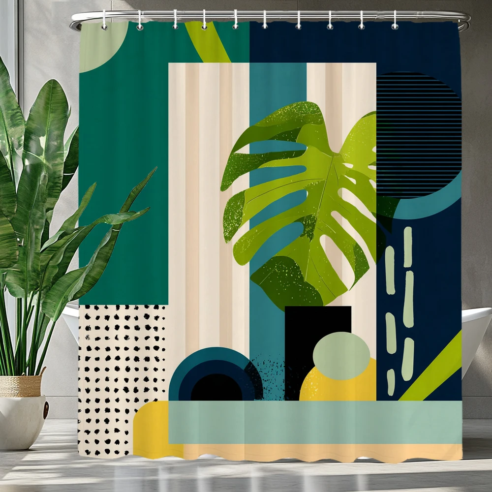 

Элегантная современная шторка для душа с принтом тропических листьев – современная минималистичная шторка для ванной комнаты, декоративная шторка для дома с крючками
