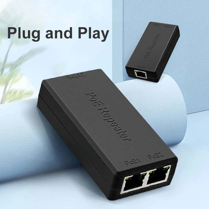 Gigabit 2 Port POE Extender 10/100/1000Mbps POE Repeater IEEE802.3af.at Standard for NVR IP Camera AP IP VOICE POE