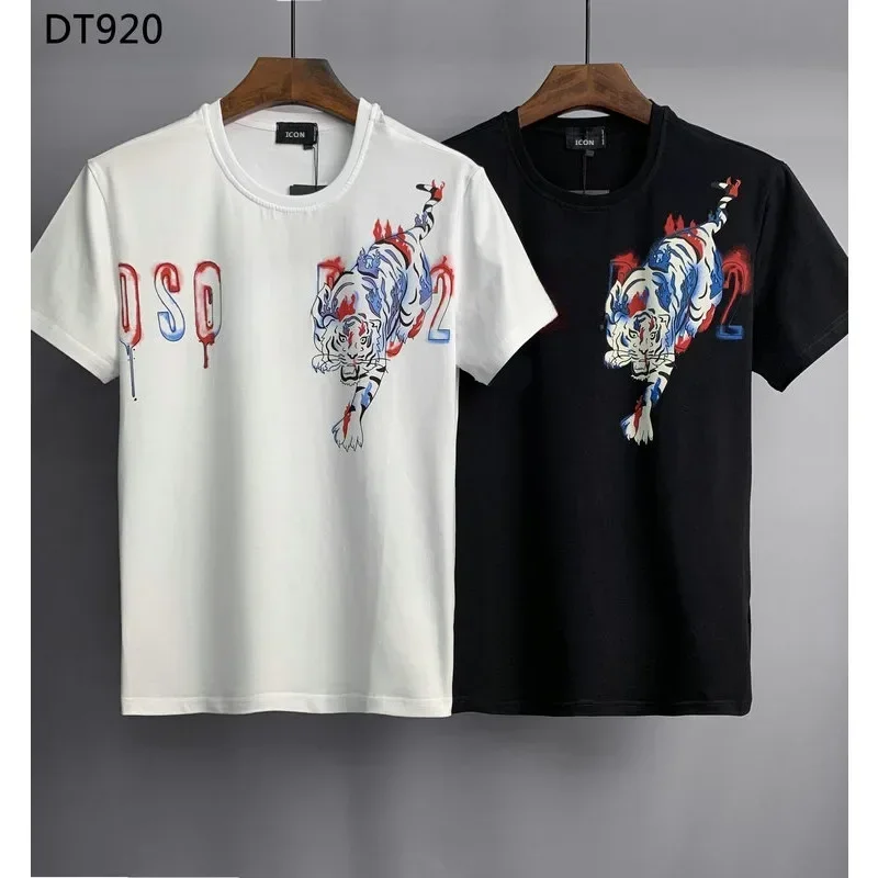 2024 Summer Dsq2 Tiger Printed T-shirt Casual Cotton ICON Breathable Men's Luxury T Shirt Men Tops Tee Homme Tshirt Streetwear