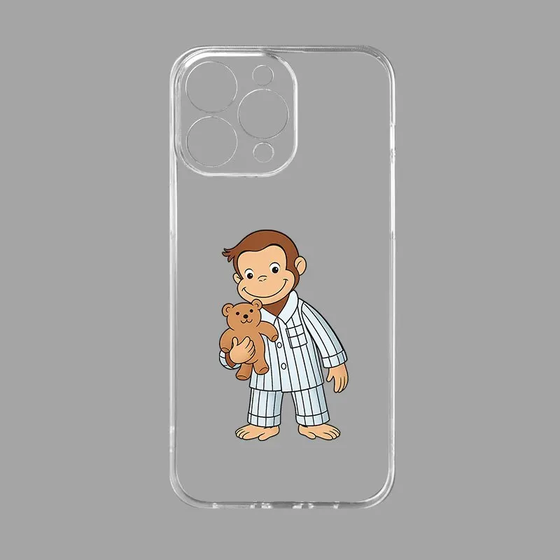 

A monkey hugging a bear pattern phone case for iPhone 17 16 15 14 13 12 11 Pro/ Max/Plus shock-proof rear cover anti-fingerprint