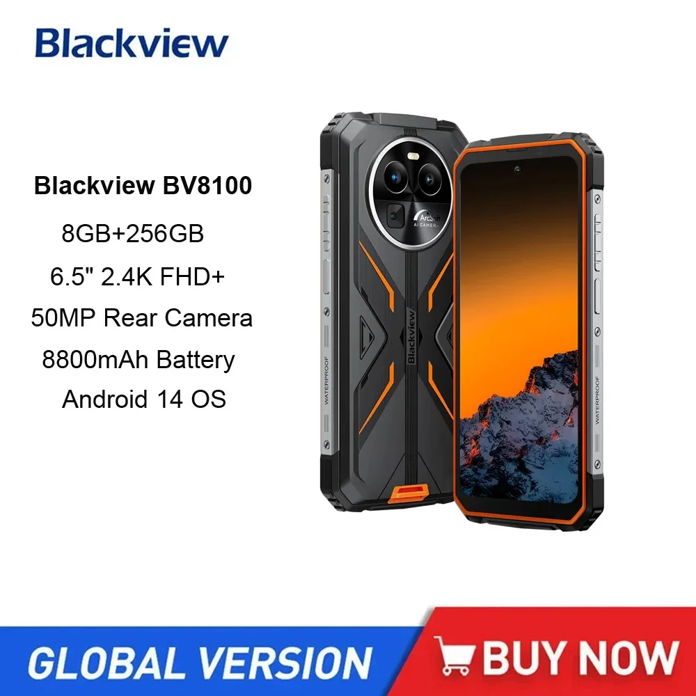 

Blackview BV8100 Rugged 4G Smartphones 6.5Inch FHD+ Octa Core 8GB+256GB Android 14 Mobile Phone 50MP 8800mAh 45W Fast Charge NFC