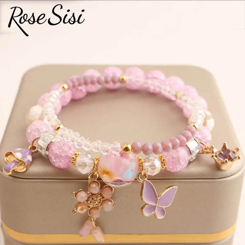 Korean Style fresh wrist bracelet for women outbreak beads elastic bracelets for women butterfly starfish girl jewelry for women