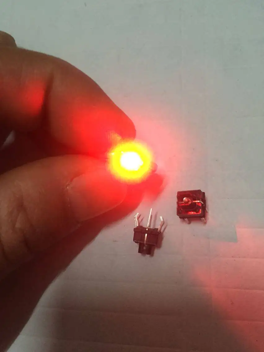 200pcs 6-pin button with led light touch ts0671-0701c/s-r red light micro switch brand new