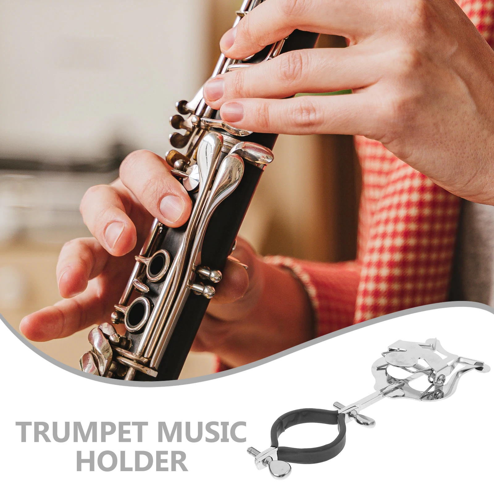 

Sheet Music Clip Metal Trumpet Lyre Replacement for Marching Band Flip Folder Durable Compact Lightweight Stylish