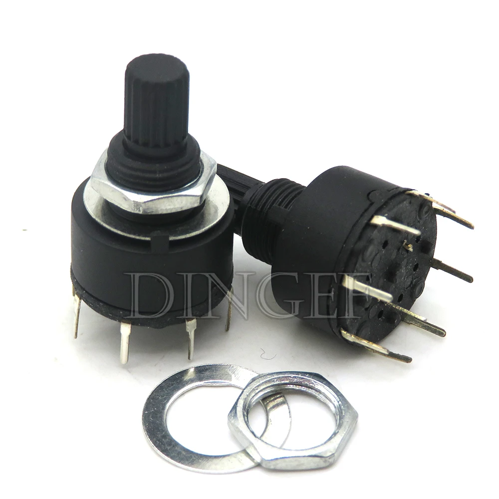 1PCS RS16 Plastic 16MM Rotary Band Switch 2 Pole 3 4 Position 1 Pole 5 6 8 Position Handle Length 15MM Axis Band Switch