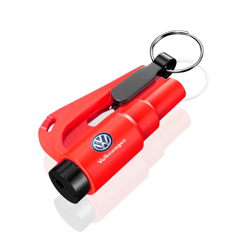 Multi Functional Car Logo Key Ring Window Breaker Rescue Tool For Volkswagen MK7 MK6 MK5 Ibiza Leon FR 2 Altea Aztec Golf-4 5 6