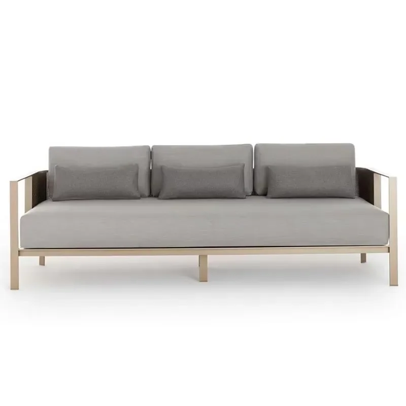 Modern metal outdoor sofa set, waterproof and fast-drying seat cushion, durable and rust-proof patio villa hotel seat furniture
