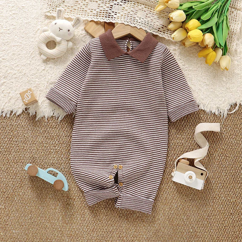 

Baby Romper Knit Newborn Girl Boy Jumpsuit Long Sleeve Autumn Infant Kid Clothes 0-18M Fashion Striped Overalls Playsuit Sweater