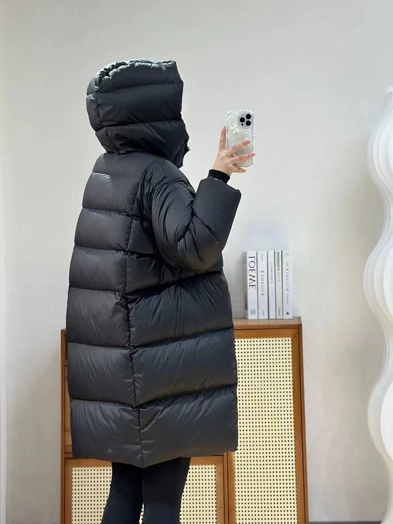 Autumn and Winter Women\'s Down Jacket Fashion Hooded Cocoon Fluffy Warm Coat 2024 New Korean Version of The Casual Parker Coat