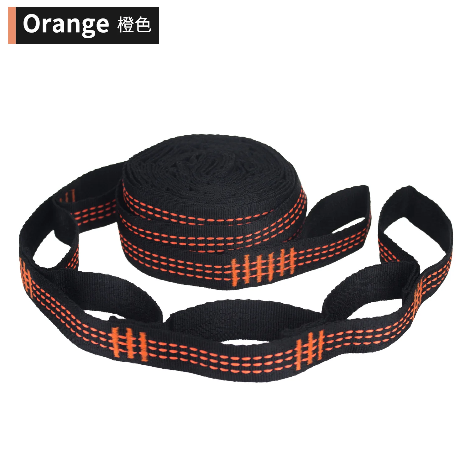 Correias de poliéster reforçado para acampamento ao ar livre, correias farpadas de alta carga, correias de rede preta, anel 5 a 14, 2pcs