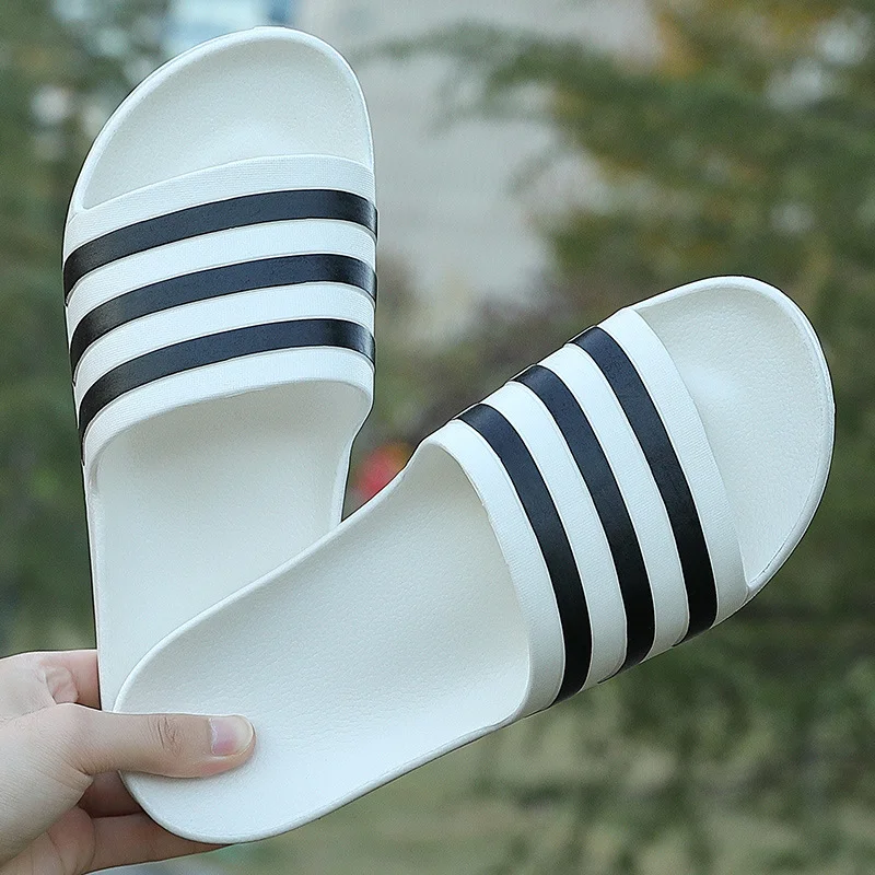 New In Men Women Slippers Stripes Pool Slides Summer Men Type Couple Beach Large Size Sandals Shoes Home Zapatos Mujer Wholesale