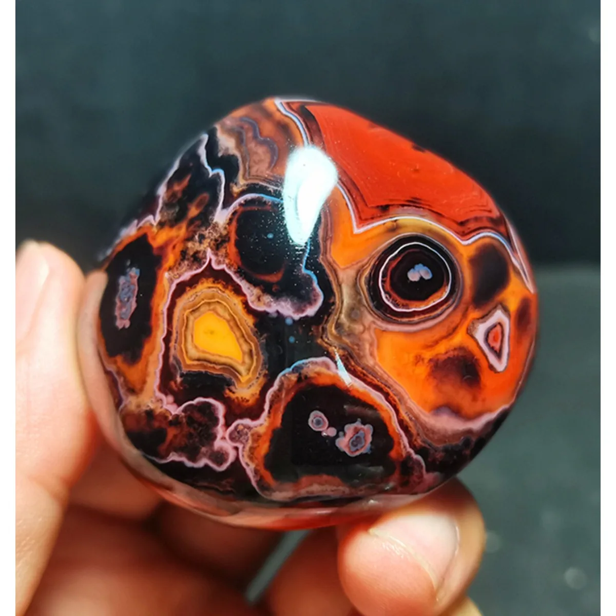 Banded Agate Artisan Stone, Rainbow Color, Polished Tumbled, Wire Wrapping, Natural Stone, Crystal Collection, Table Display