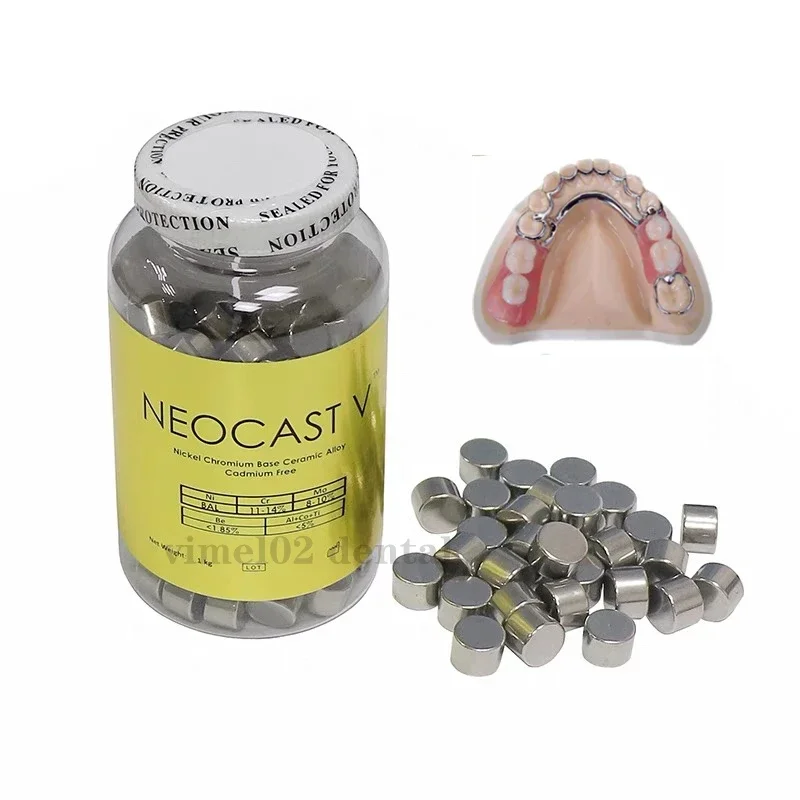 1000g den tal Lab NEOCAST V Ni-Cr Base Nickel Chrome Ceramic Alloy With Beryllium Material