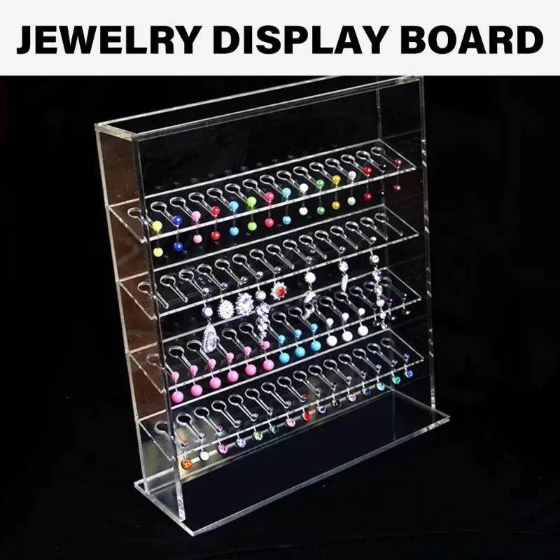 Acrylic Transparent Jewelry Display Stand Clear Multilayer Earrings Necklaces Storage Panel Accessories