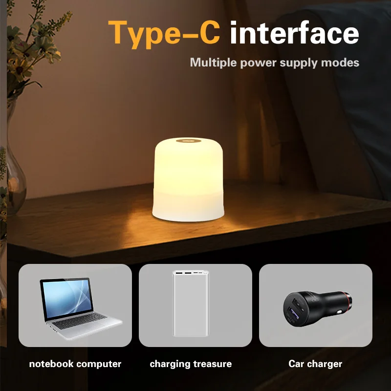 LED Touch Lamp Night Light 3 Colors Dimming Table Lamp USB Charging Bedroom Eye Protection Christmas Gift LED Bedside Book Lamp