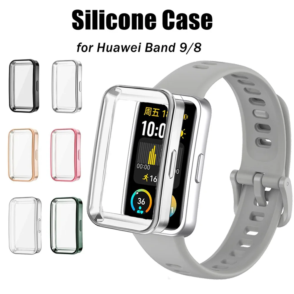 Soft TPU Case For Huawei Band 9 / 8 /10 Shell Frame Bumper Screen Protector Glass Band 9 Full Clear Protective Cover Film Case