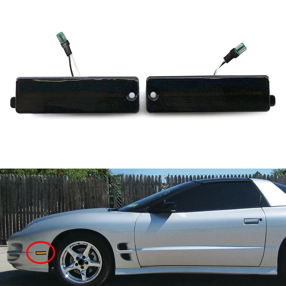 1 Pair Car Smoked Black Front Bumper Side Marker Light For Pontiac Firebird 1998 1999 2000 2001 2002 5977941 GM2550179