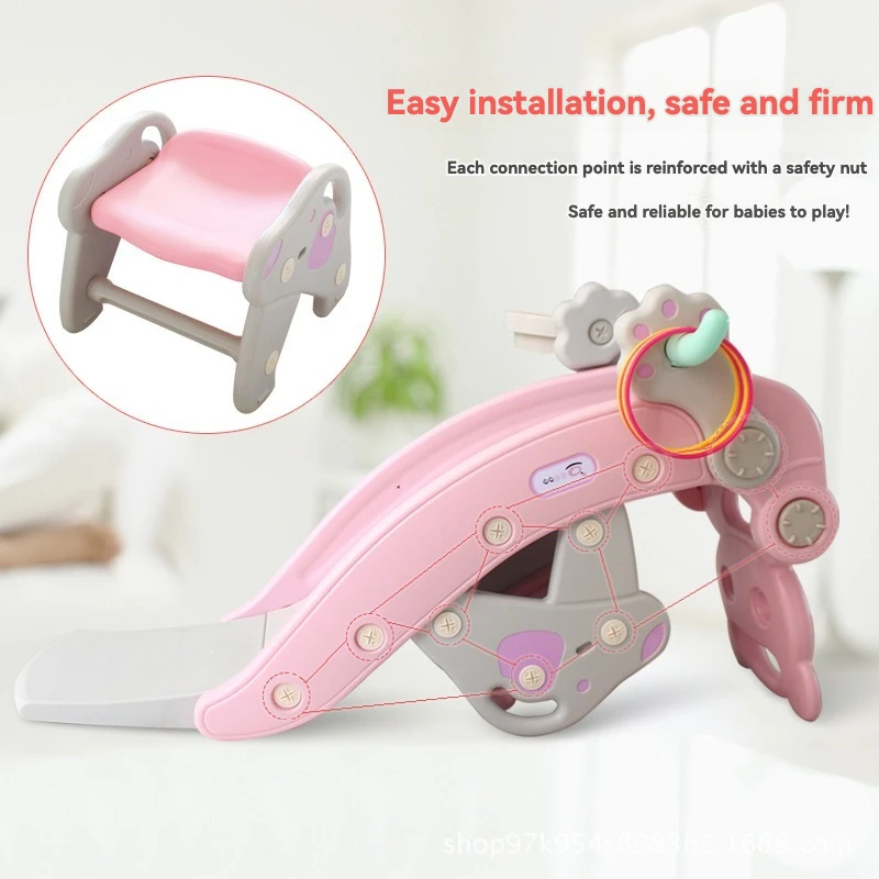 Children Multifunctional Indoor Slide Rocking Horse 2-in-1 Baby Toy Kids Plastic Rocking Horse