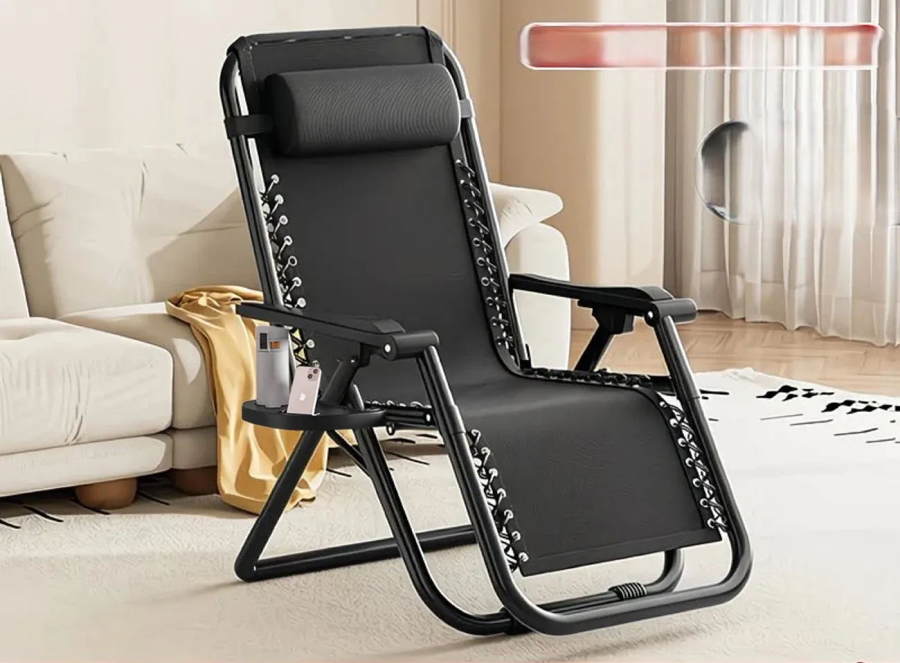 Modern, durable, and portable stainless steel lounge chair, thickened footrest, moon chair, multi-angle adjustment, suitable