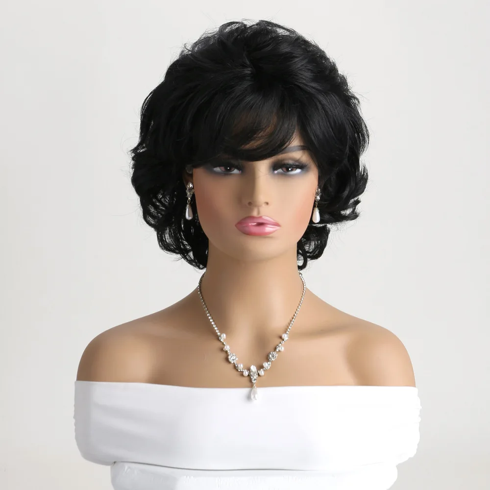 

European and American wigs are hot-selling women's fluffy short curly hair, headgear, chemical fiber wigs, and women's short hai