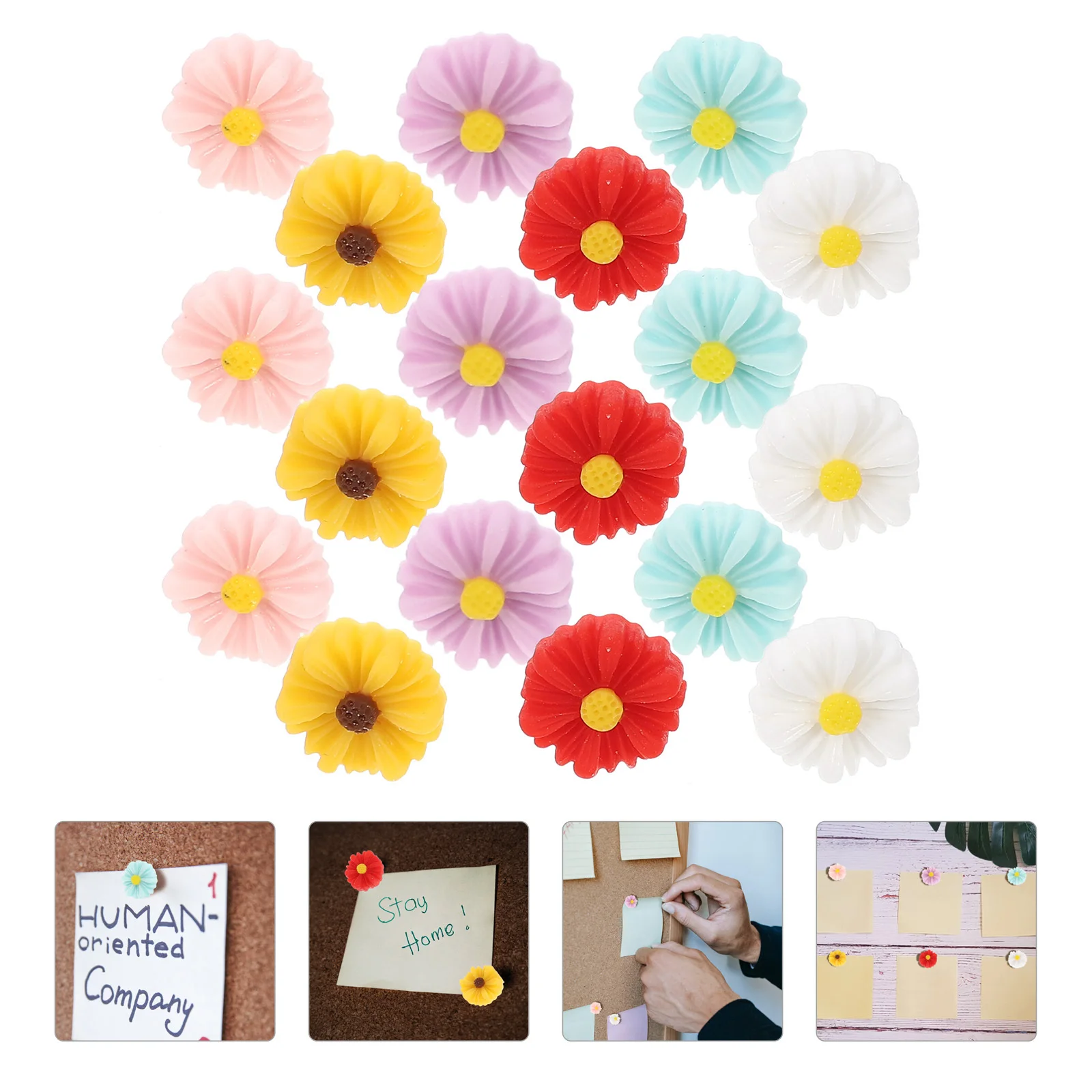 30pcs Flower Shaped Thumb Tacks Premium Resin Pushpins Multi-Function Reusable Home Office Map Accessories Daily Use Thumbtacks