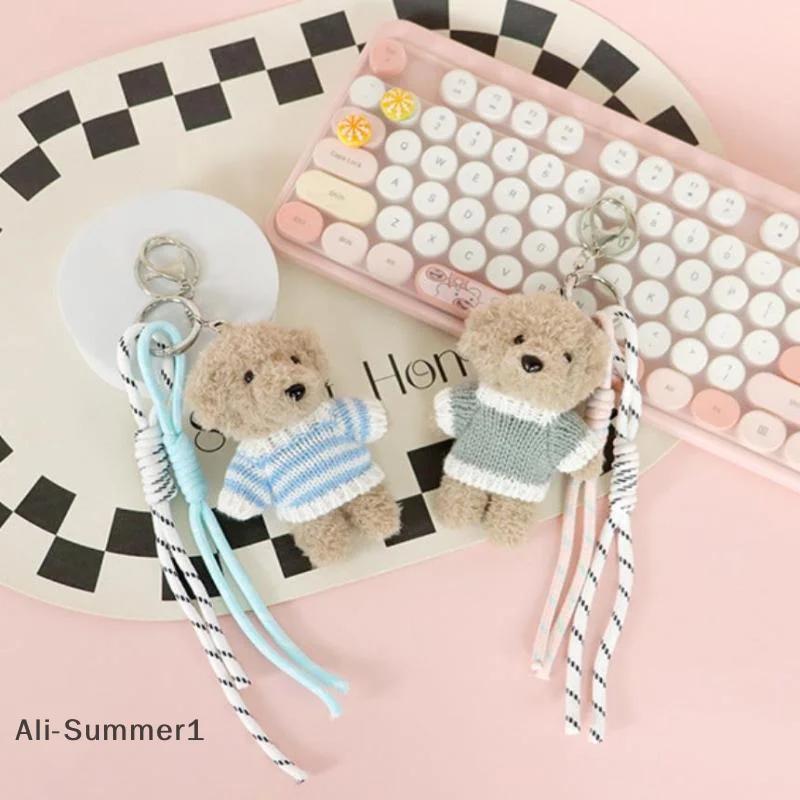 【E】Trendy pluche trui hond gevlochten touw sleutelhanger tas charmes hanger decoraties multifunctioneel touw mode tas sleutelhanger